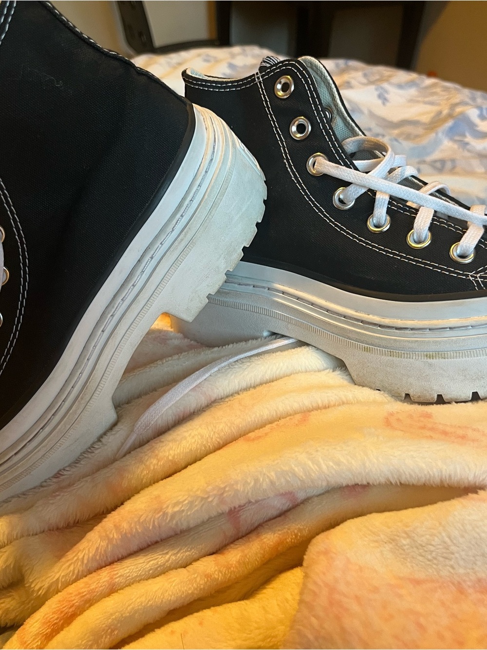 Converse Black Lace-Up Platform High-Top Boots